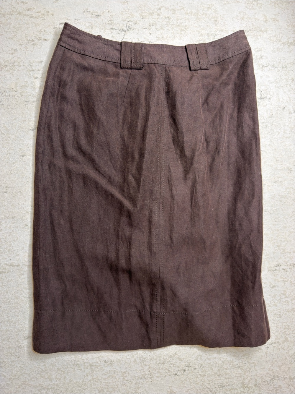 Banana Republic Brown Linen/Silk Pencil Skirt with Button Detailing Size 4 - Picture 4 of 7